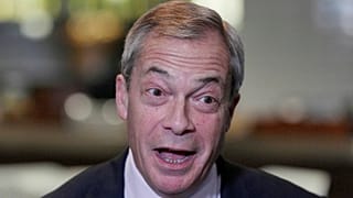 Reform UK leader Nigel Farage speaks at Sandown Park Racecourse in Esher, England, on 10 January, 2025. 