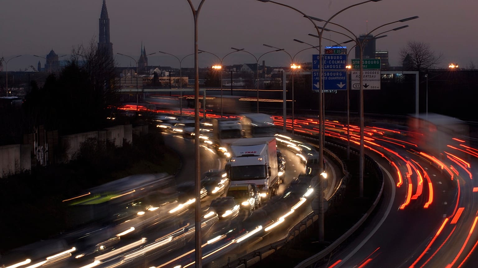 Road traffic in Strasbourg, France.