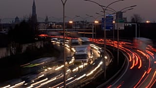 Road traffic in Strasbourg, France.