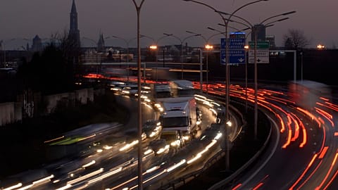 Road traffic in Strasbourg, France.