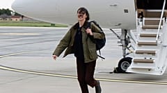 Cecilia Sala, an Italian journalist who was detained on Dec. 19 as she was reporting in Iran walks on the tarmac as she landed at Rome' Ciampino airport after being released, 