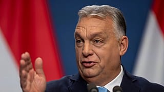 Macaristan Başbakanı Viktor Orban, 21 Aralık 2024 Cumartesi günü Macaristan'ın başkenti Budapeşte'de düzenlediği yıllık uluslararası basın toplantısında konuşuyor.