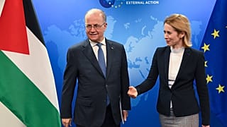 Kaja Kallas e il primo ministro della Palestina Mohammad Mustafa