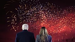 President-elect Donald Trump, Melania Trump and family watch fireworks at Trump National Golf Club, Saturday, Jan. 18, 2025, in Sterling, Va. (AP Photo/Alex Brandon, Pool)