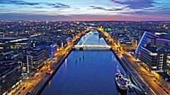 Aerial view of Dublin, Ireland at night 