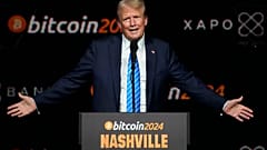 الرئيس الأمريكي دونالد ترامب، يتحدث في مؤتمر بيتكوين 2024، في 27 يوليو 2024، في ناشفيل، تينيسي. 