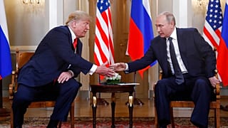 Donald Trump ve Vladimir Putin, Helsinki'de, Cumhurbaşkanlığı Sarayı'nda, 16 Temmuz 2018
