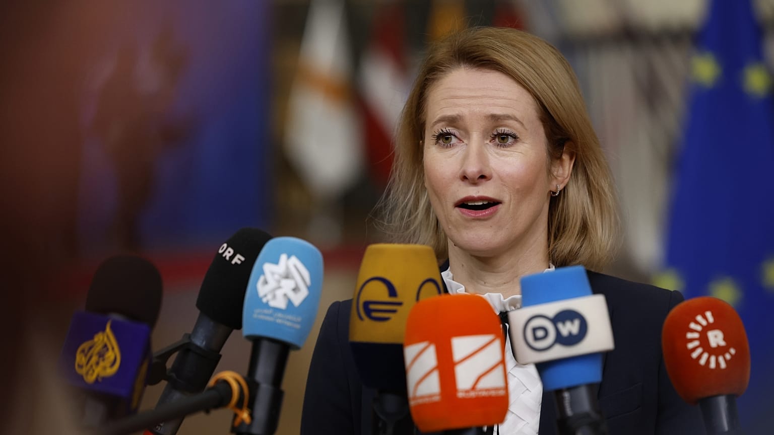 Kaja Kallas, az Európai Unió külügyi főképviselője Brüsszelben