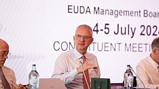 Alexis Goosdeel, az EUDA vezetője beszél egy 2024-es rendezvényen.