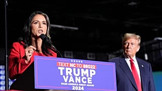 Tulsi Gabbard on the campaign trail with Donald Trump. 
