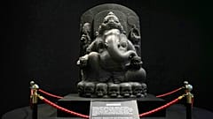 A statue of the Hindu god Ganesha is displayed at the Repatriated exhibition of Indonesian artefacts returned from the Netherlands, at Jakarta's National Museum.