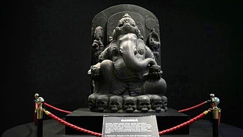 A statue of the Hindu god Ganesha is displayed at the Repatriated exhibition of Indonesian artefacts returned from the Netherlands, at Jakarta's National Museum.