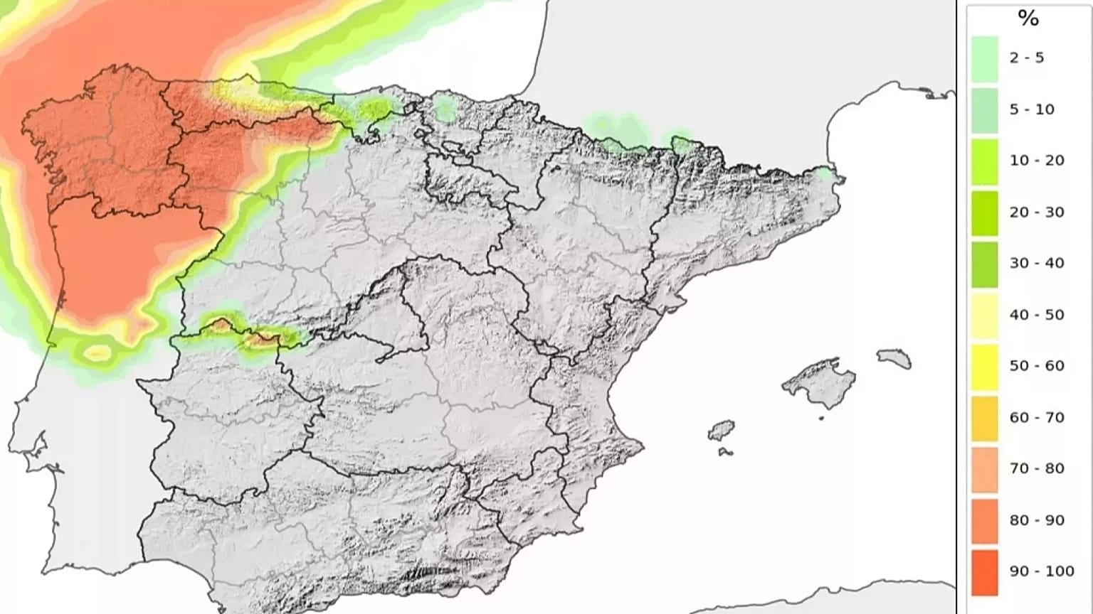 Probabilidad de lluvia abundante, domingo 26 de enero 2025