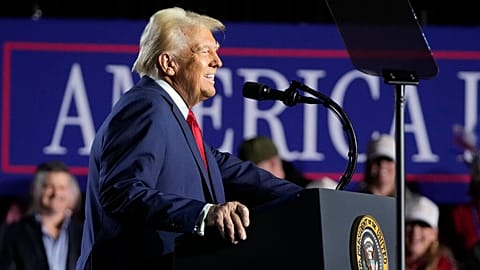 President Donald Trump speaks about the economy during an event at the Circa Resort and Casino in Las Vegas, Saturday, Jan. 25, 2025.