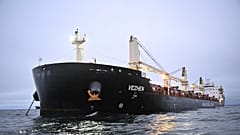Das Frachtschiff Vezhen liegt am Montag, 27. Januar 2025, vor Karlskrona, Schweden, vor Anker, um von den schwedischen Behörden untersucht zu werden.