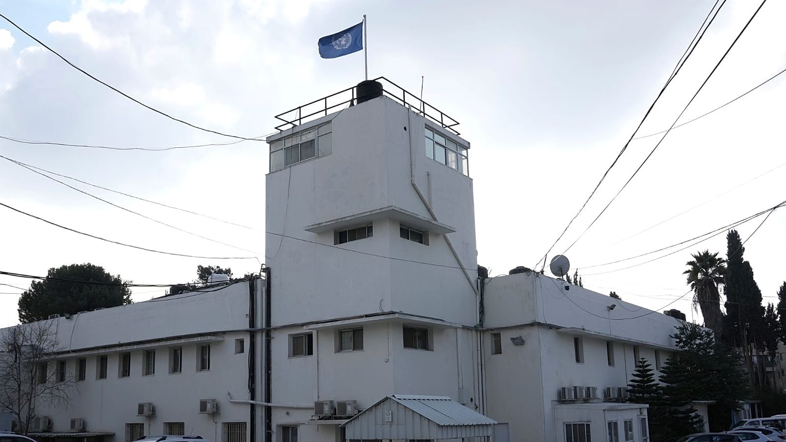 Oficinas de la agencia de las Naciones Unidas para los refugiados palestinos en el campo de refugiados de Shuafat, Jerusalén.