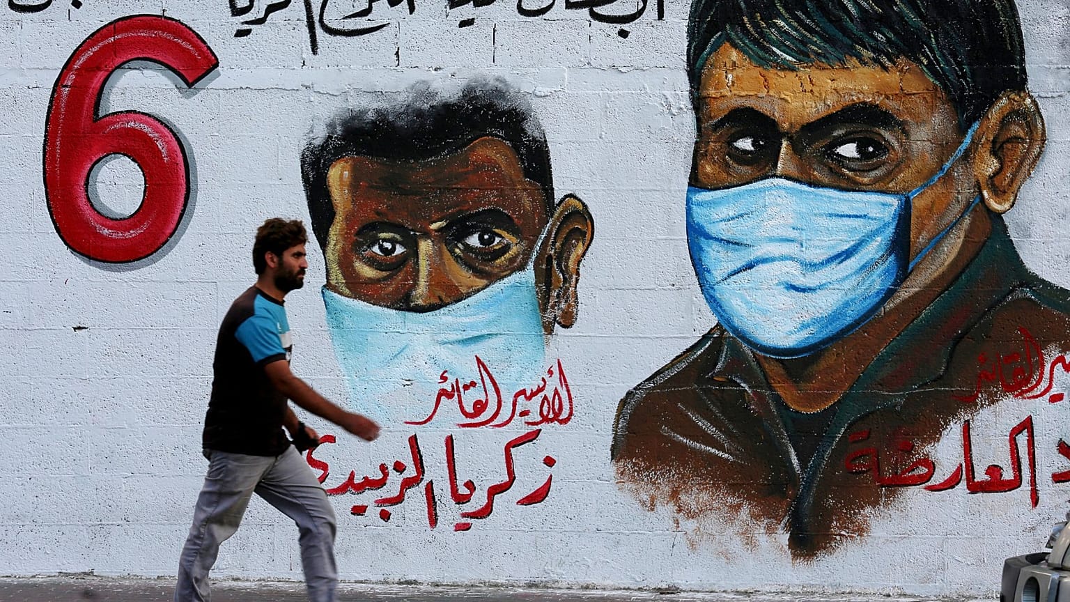 دیوارنگاره‌ای از ۶ زندانی فراری از زندان جلبوع اسرائیل از جمله تصویری از زکریا زبیدی