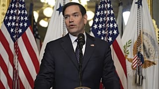 Az új amerikai külügyminiszter, Marco Rubio beszédet mond beiktatásakor