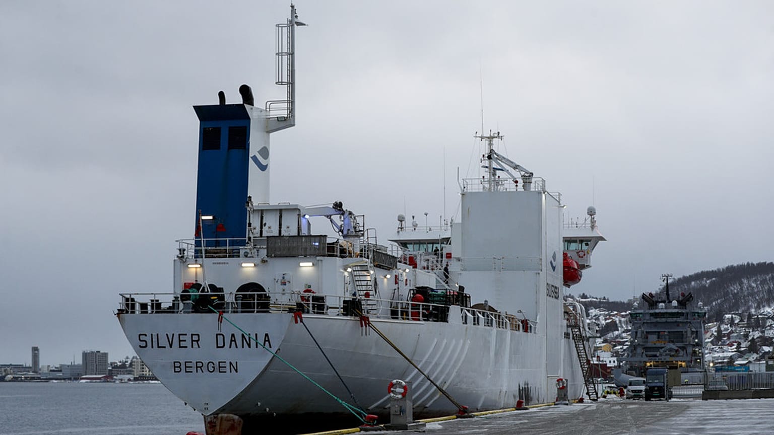 Baltık Denizi'nde Norveç'e ait Silver Dania gemisi Tromso limanında, 31 Ocak 2025