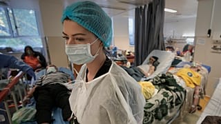 Ala de isolamento para a covid-19 em Bucareste, 22 de outubro de 2021