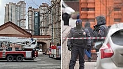 Rendőrök a moszkvai Alje Parusa lakótelepen történt robbanás helyszínén, 2025. február 3-án.