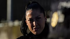 Football player Jenni Hermoso arrives at a court on the outskirts of Madrid, Spain, Monday Feb. 3, 2025