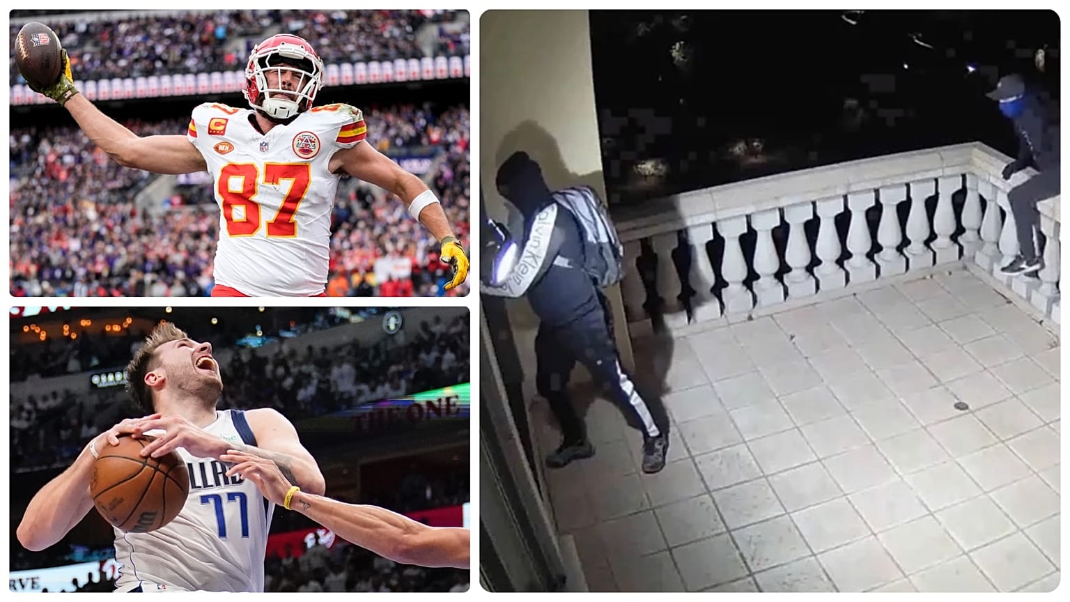 Travis Kelce és Luka Dončić, illetve a betörők akcióban