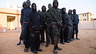 MIgranti nel centro di Mitiga a Tripoli, diretto da Osama Almasri, il generale libico al centro di un caso in Italia da inizio anno (foto archivio 2017)