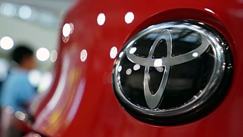 File picture of Toyota car logo from Tokyo showroom 