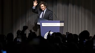 Javier Milei, durante una conferencia en Suiza.
