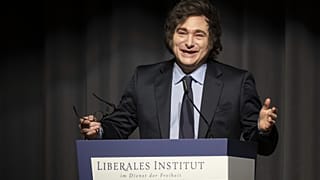 Arjantin Devlet Başkanı Javier Milei Ocak 2025'te İsviçre'de düzenlenen bir etkinlikte konuşuyor.