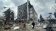 Una casa destruida en la ciudad de Druzhkivka, objetivo de dos ataques aéreos rusos el miércoles 5 de febrero de 2025. 