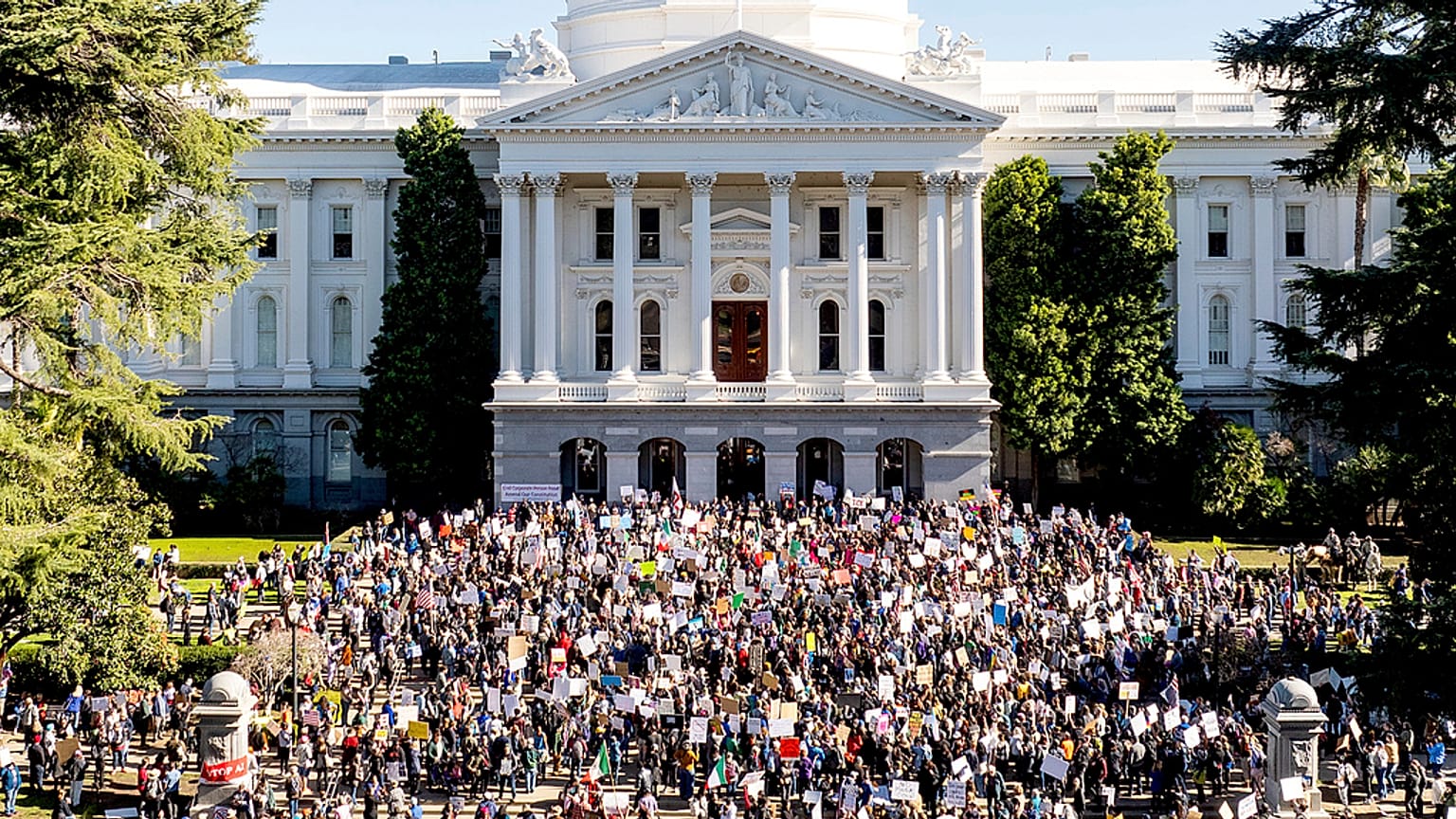 Varios cientos de manifestantes se manifiestan contra el presidente Donald Trump 