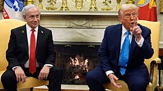 Başkan Donald Trump, İsrail Başbakanı Binyamin Netanyahu ile Beyaz Saray Oval Ofis'te bir araya geldi, Şubat 2025.