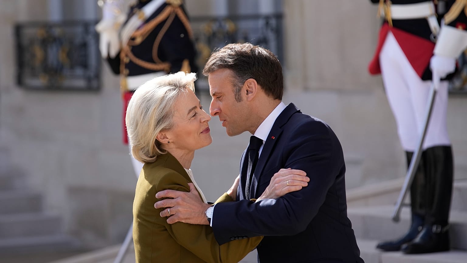 FILE: European Commission President Ursula von der Leyen and French President Emmanuel Macron