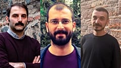 Gazeteciler Uğur Koç (solda) Berkant Gültekin (ortada) ve Yaşar Gökdemir (Fotoğraflar: BirGün)