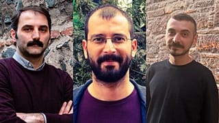 Gazeteciler Uğur Koç (solda) Berkant Gültekin (ortada) ve Yaşar Gökdemir (Fotoğraflar: BirGün)