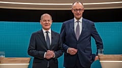 Olaf Scholz és Friedrich Merz az első tévévitán