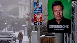 Manifesto elettorale a Francoforte, Germania, 13 febbraio 2025