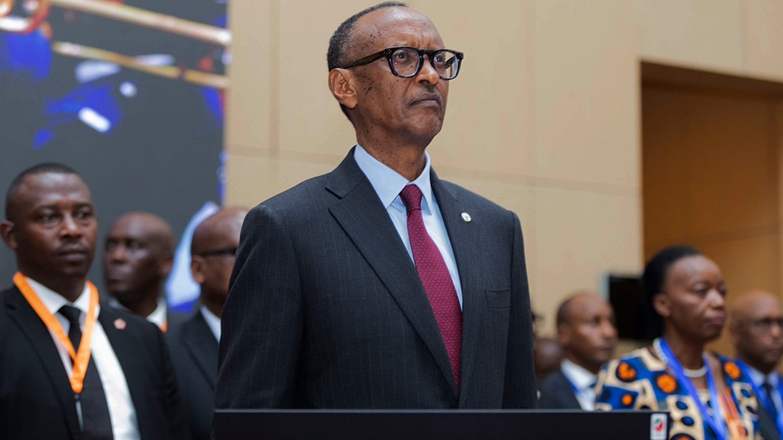 Il presidente del Ruanda Paul Kagame a Dar es Salaam, Tanzania, 8 febbraio 2025