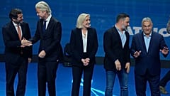 Führer der rechtsextremen "Patrioten für Europa" auf ihrem Gipfel im vergangenen Februar in Madrid