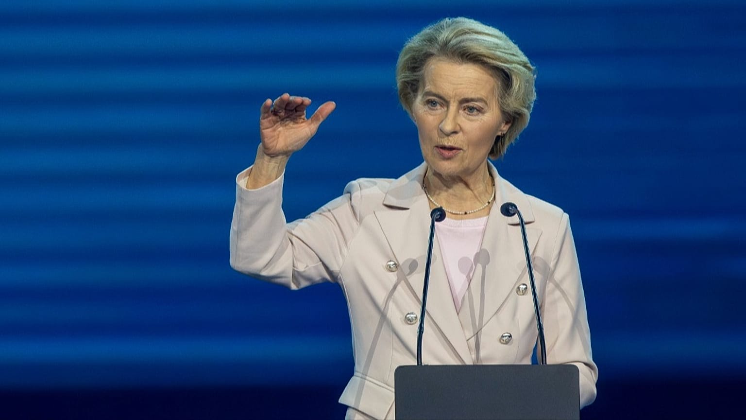 European Commission President Ursula von der Leyen speaks at the "Baltic Energy Independence Day" in Vilnius, 9 February 2025