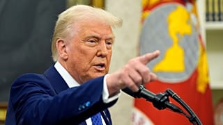 US President Donald Trump speaks in the Oval Office of the White House, 12 February 2025
