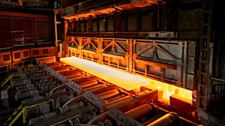 Steel at Thyssenkrupp's Duisburg site.