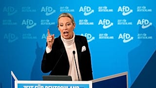 FILE - Alice Weidel, top candidate of the Alternative for Germany, AfD, gestures during her speech at an election campaign in Heidenheim, Germany, Sunday, Feb. 9, 2025. 