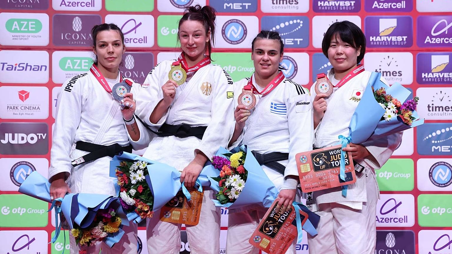 Das Podium in der Kategorie -78kg, Gold und Silber, teilten sich die Vertreter Deutschlands.