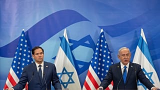 Marco Rubio és Benjamin Netanjahu közös sajtótájékoztatója Jeruzsálemben, 2025. február 16-án