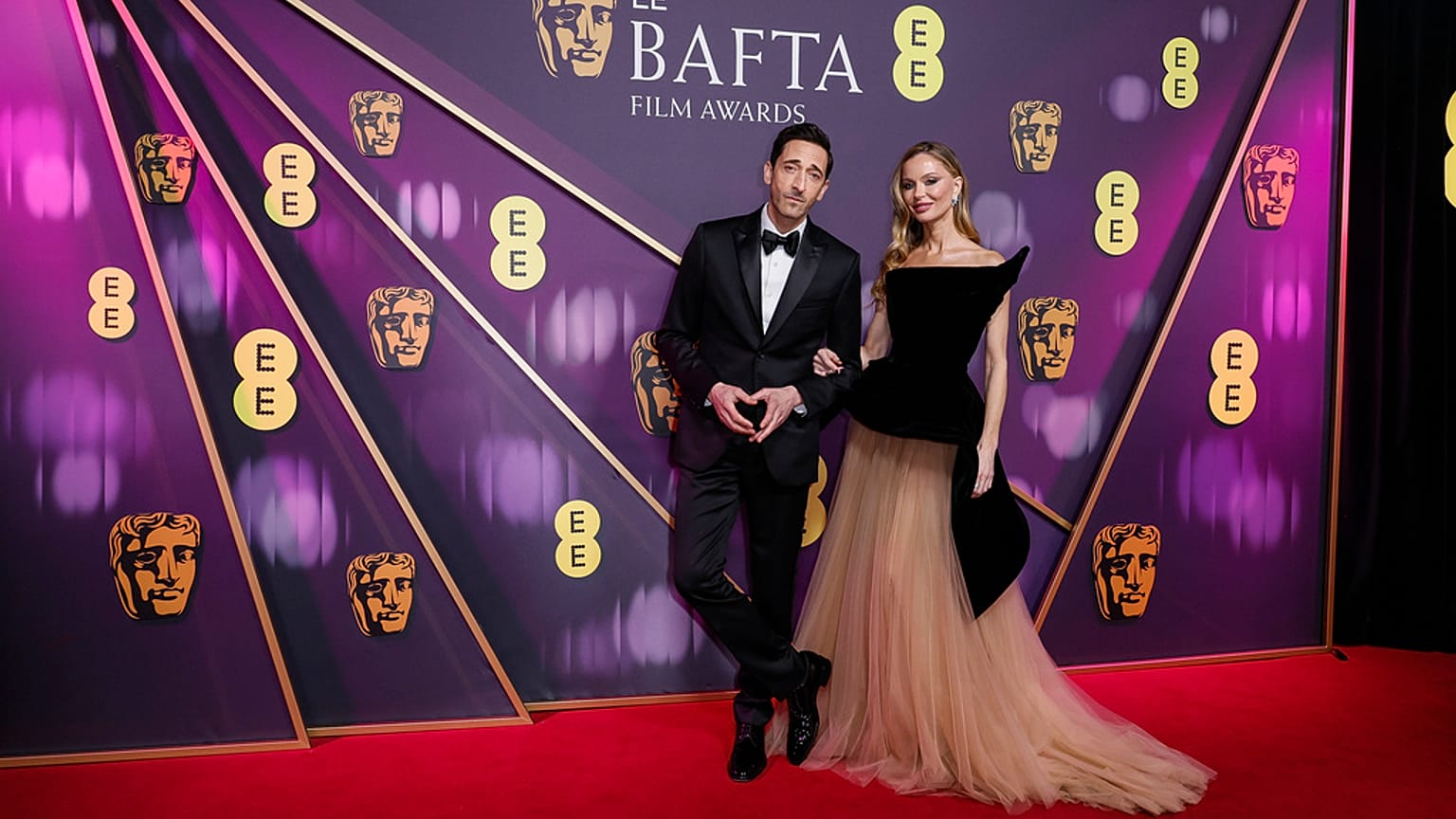 Adrien Brody i Georgina Chapman na gali rozdania nagród BAFTA 2025.