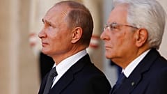 O Presidente russo, Vladimir Putin, no Quirinale do Presidente da República italiana, Sergio Mattarella, em Roma, Itália, 4 de julho de 2019