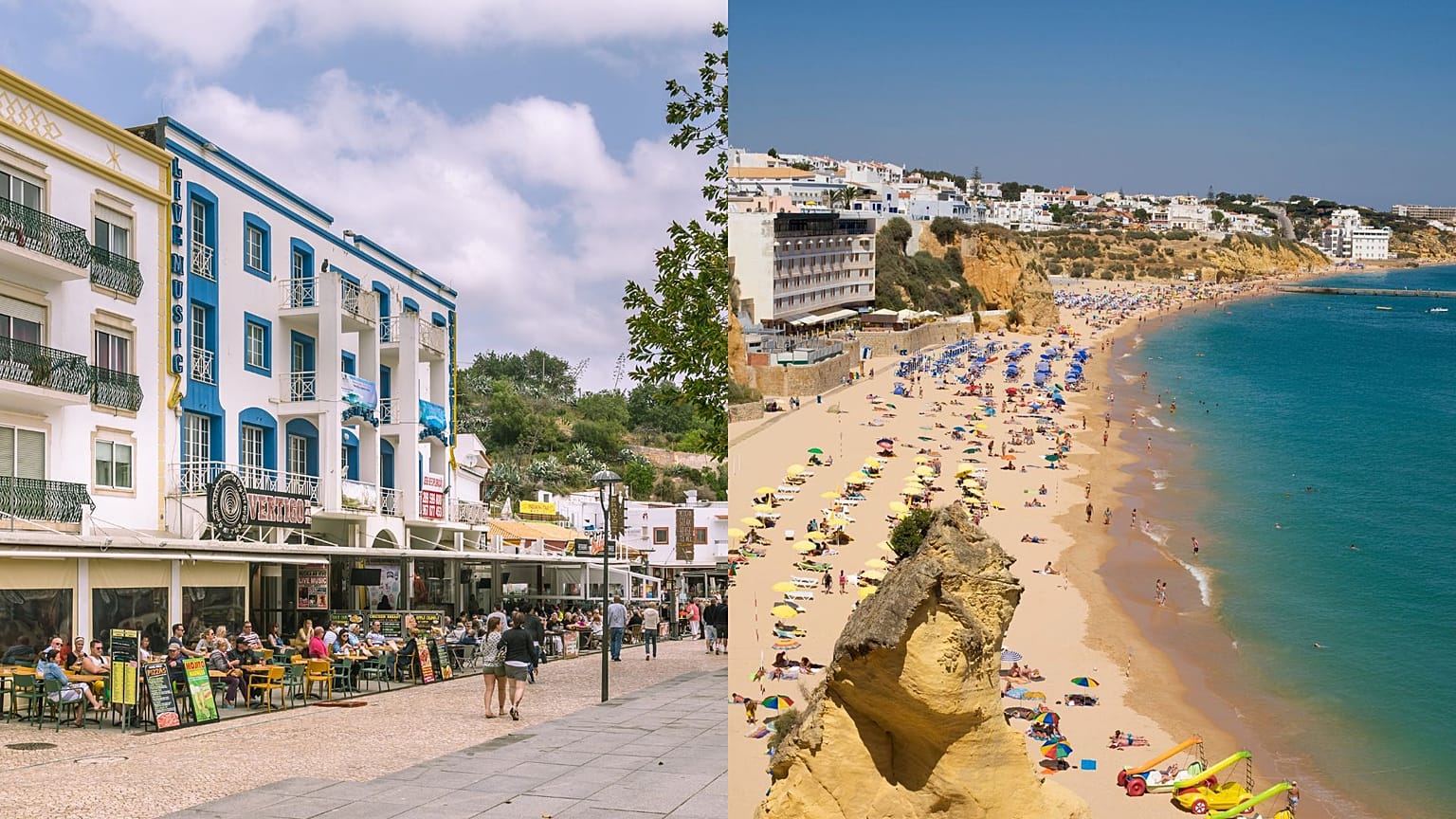 Portekiz'deki Albufeira popüler bir tatil noktasıdır
